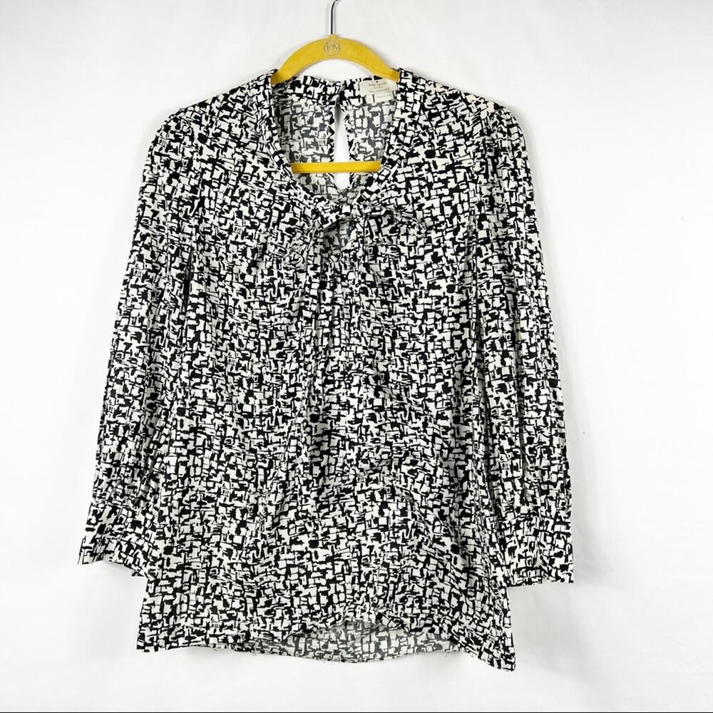KATE SPADE Black & White Long Sleeve Blouse in Size 2